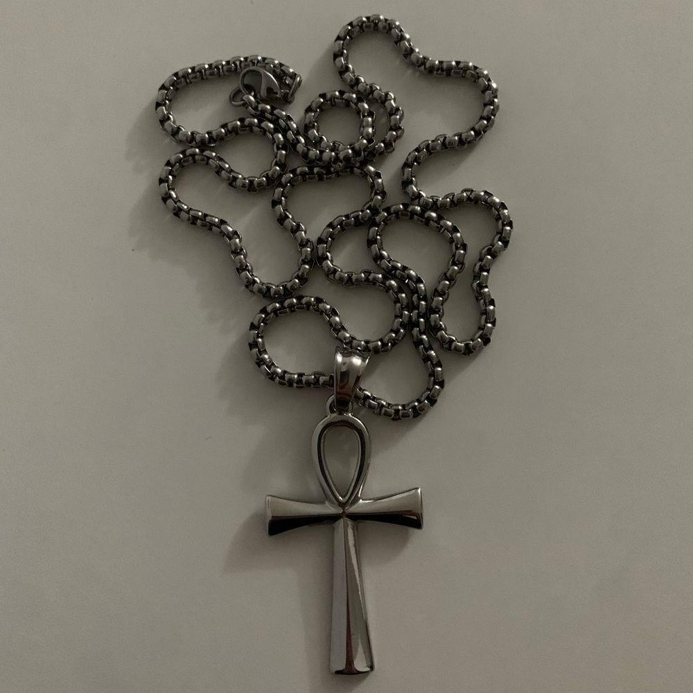 Stainless steal Ankh necklace “ 22 inches “